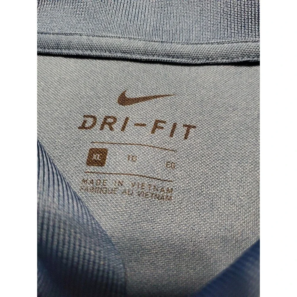 Nike Dri Fit Polo Short Sleeve Blue Shirt Mens  XL, Custom Logo With Staff Logo